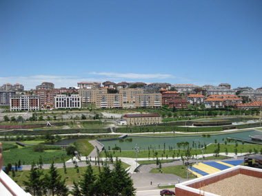 buildings across from park